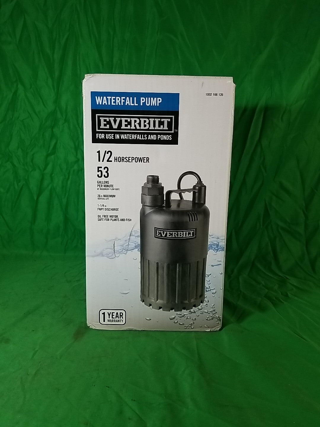 EVERBILT Waterfall & Pond Pump 1/2 HP 53 GPM 26 Ft Max Vertical Lift SUP80-HD.