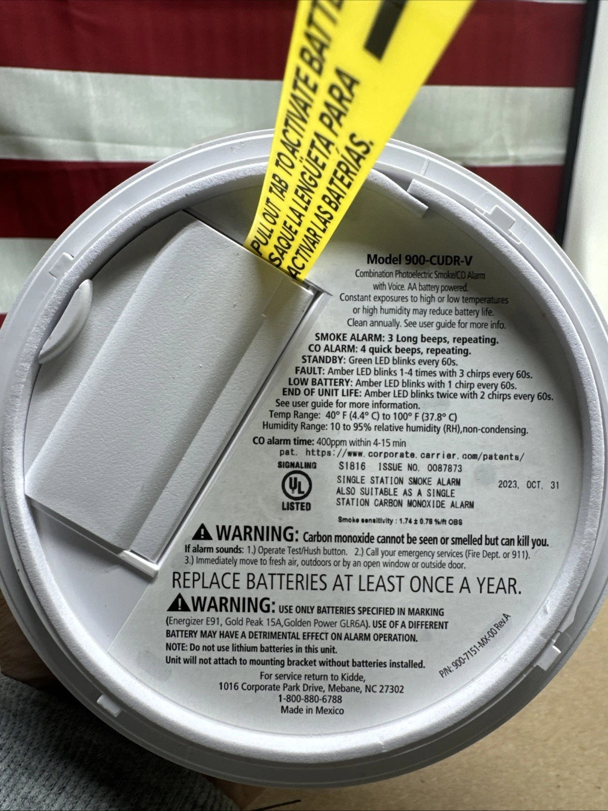 KIDDE Smoke and Carbon Monoxide Voice Alarm - Model #900-CUDR-V