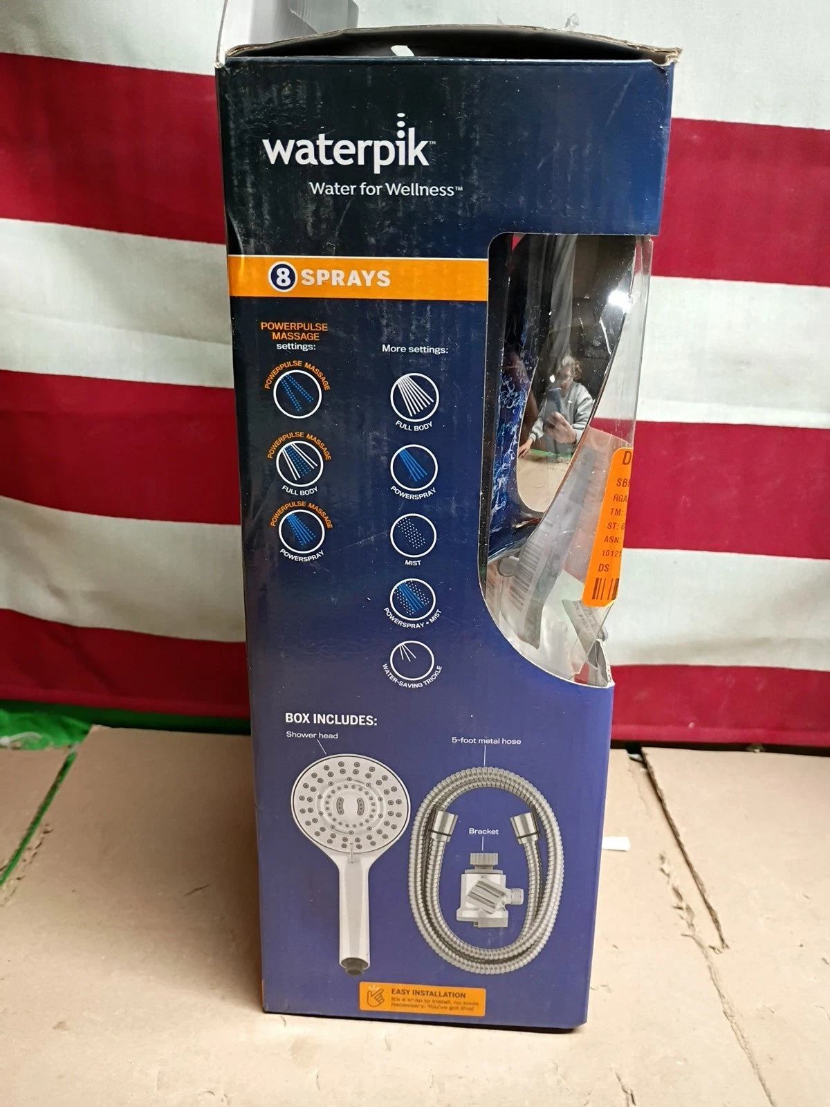 2 PkWaterpik 8-Spray Wall Mount Magnet Multi Height Handheld Shower Head 1.8 GPM