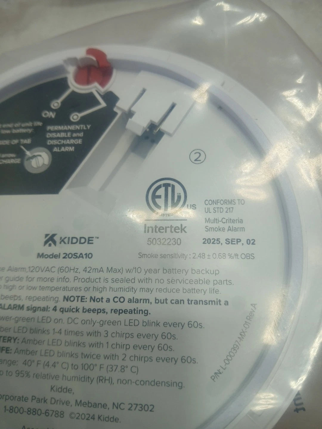 Kidde Smoke Alarm Model 20SA10 Hard Wired Detector 10 Year battery 4 Pack