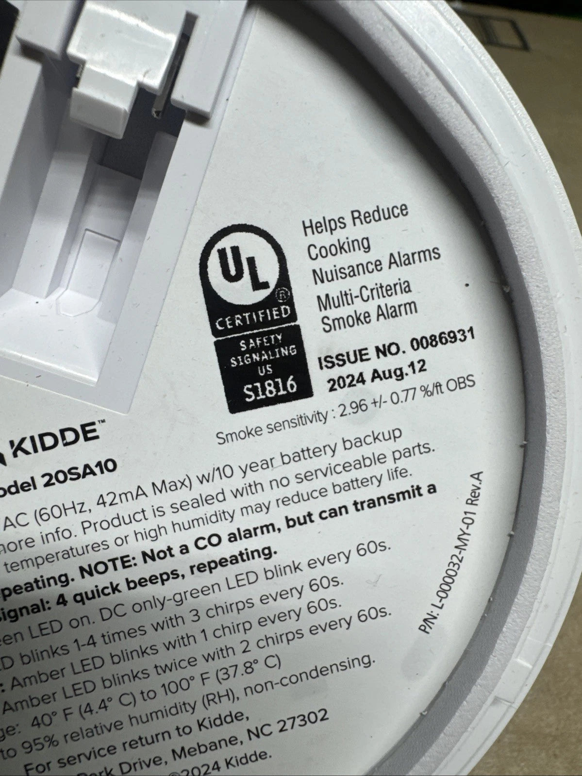 Kidde Smoke Detector Hardwired White 20SA10-V 10-Year Battery Voice Alerts