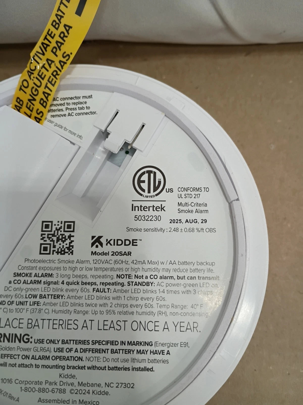 Kidde 20SAR Detect Inter Connected Hardwired w/Battery Back-up Smoke Alarm