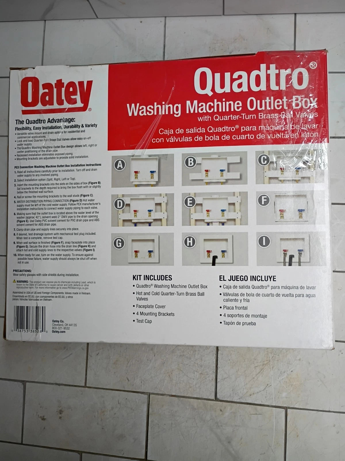 Oatey 38528 Quadtro 1/2 in. x 1/2 in. Washing Machine Outlet Box Open Box