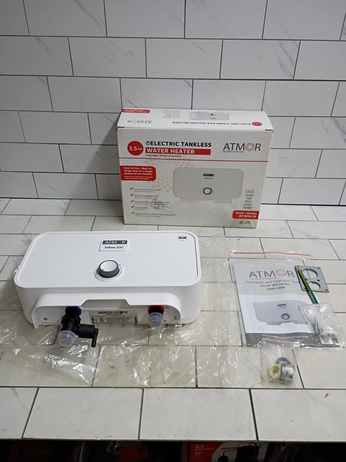 ATMOR AT-800-35 3.5kW Single Sink Electric Tankless Water Heater 120V 0.5GPM OB