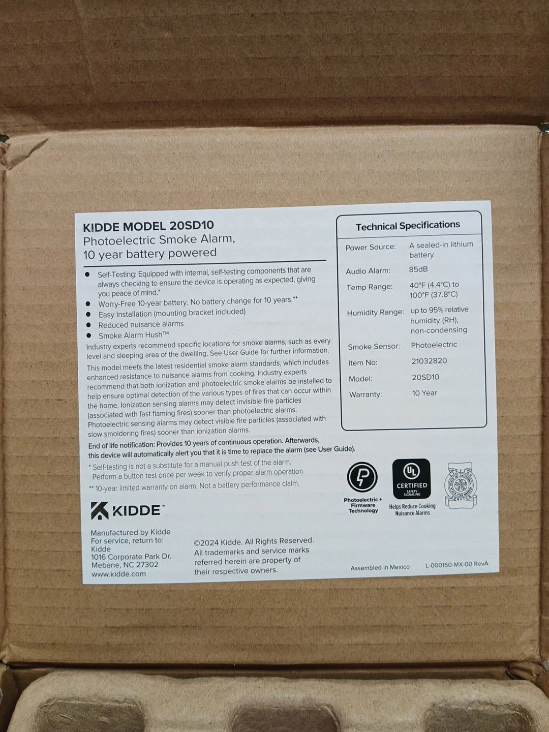 Kidde Smoke Detector Battery Powered LED Warning Light Indicators ,20SD10