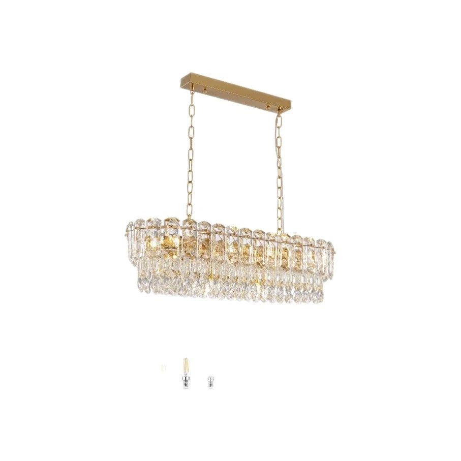 Elara Gold Crystal Rectangular Chandelier (Model CH478-A / KXP002G-10C)