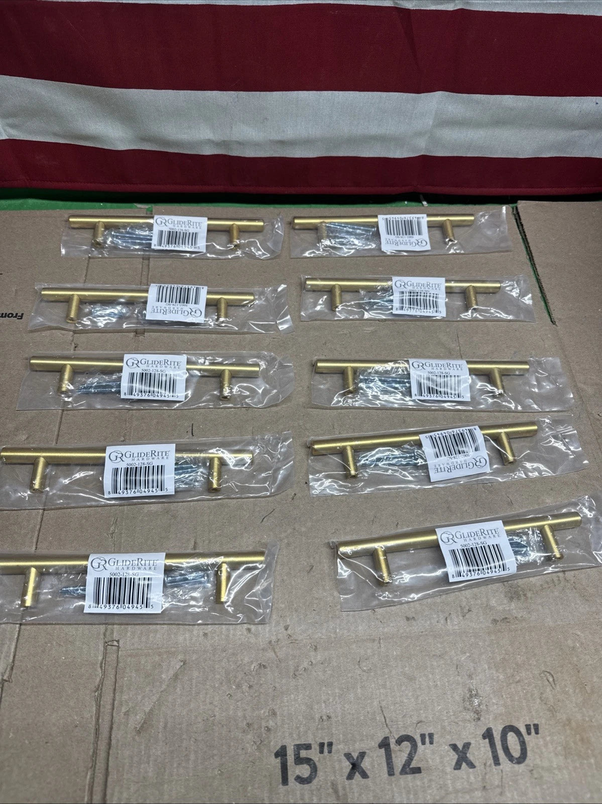10PK GlideRite Hardware Modern Cabinet Pull Satin Gold 5" Center 5002-128-SG