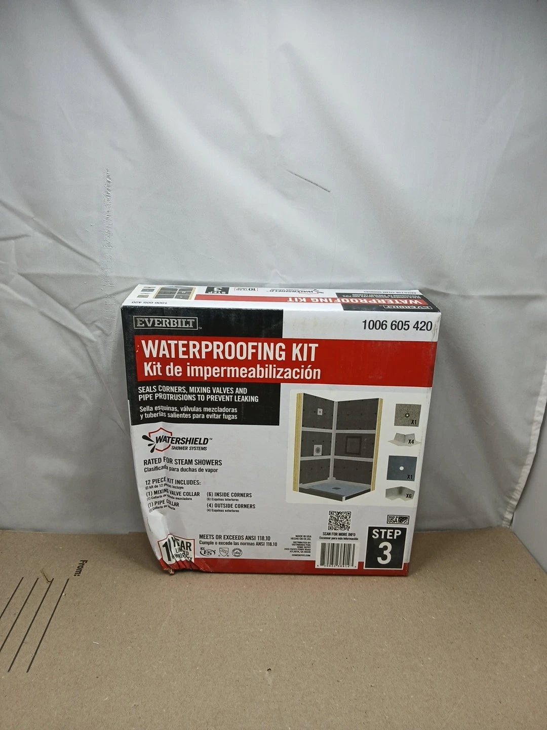 4pck Everbilt EVBWPSK Watershield Shower System 12-Piece Waterproof Shower Kit