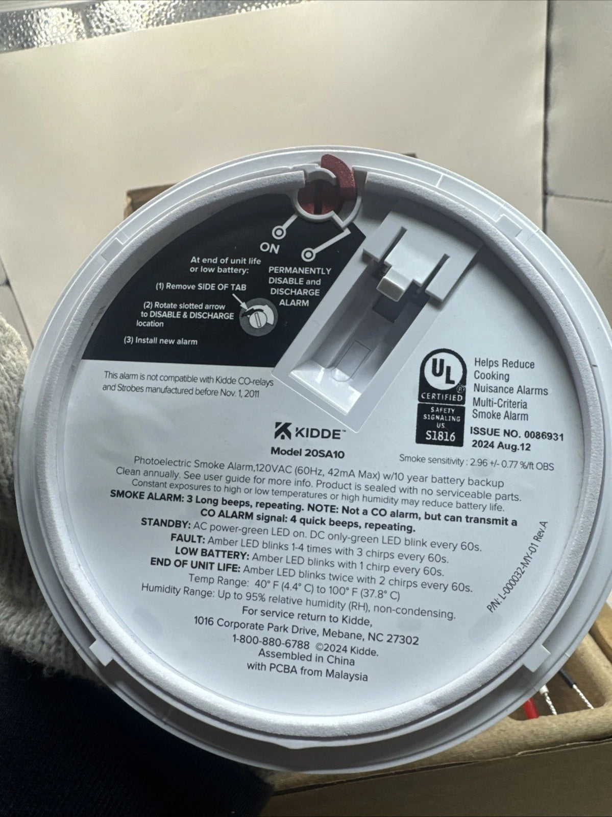 Kidde 20SA10 Hardwired Smoke Detector, 10-Year Battery, Interconnectable