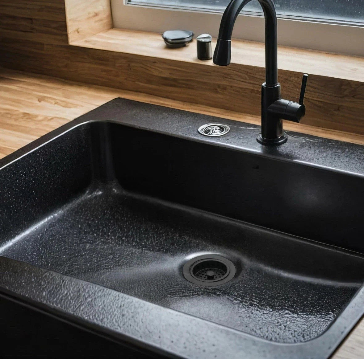 D214-62 3-1/2" Post Style Large Kitchen Sink Basket Strainer, Matte Black