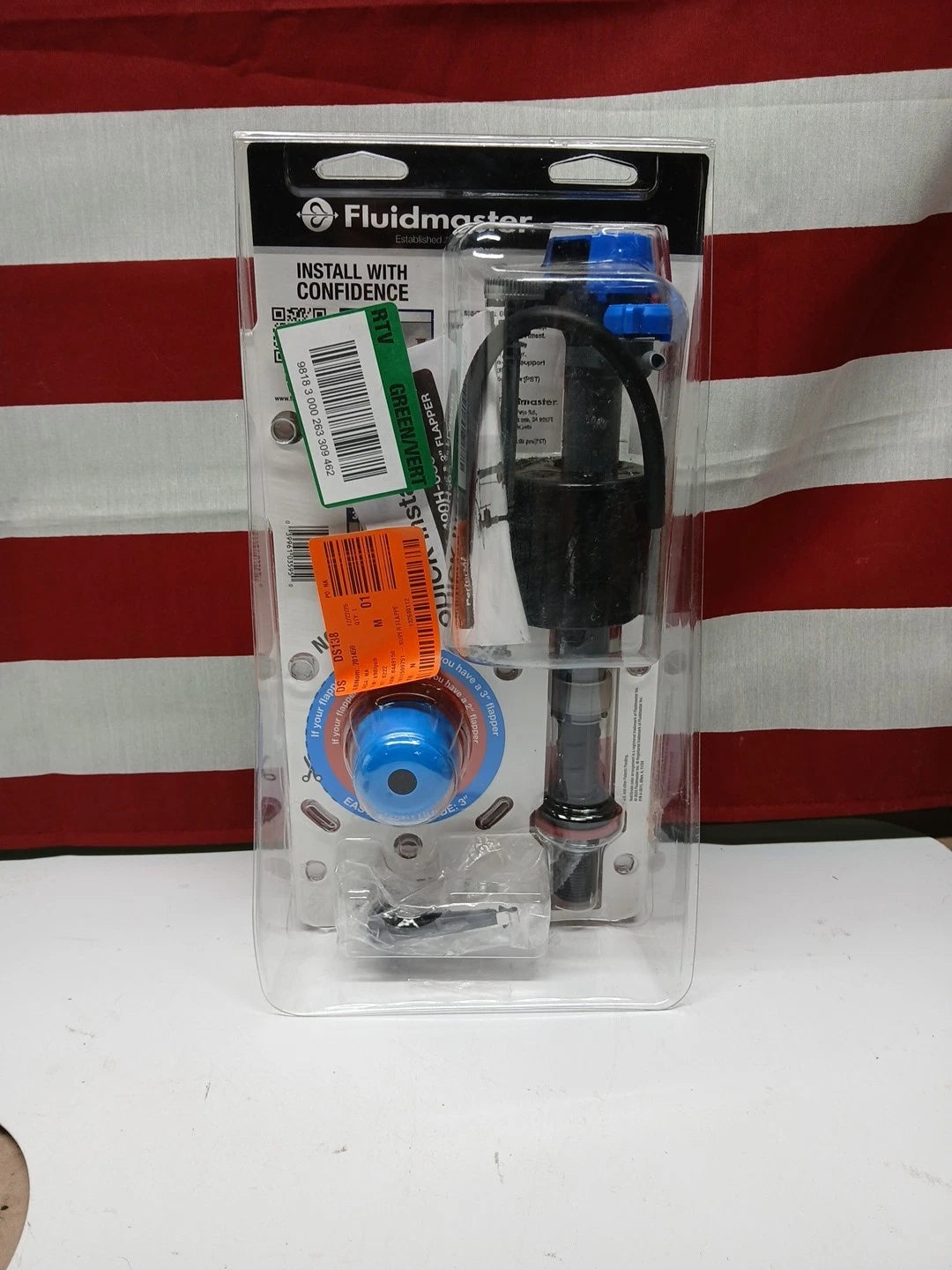 9pck Fluidmaster Fill Valve + 2” & 3” Super Flapper Kit K-400H-043 OPEN BOX