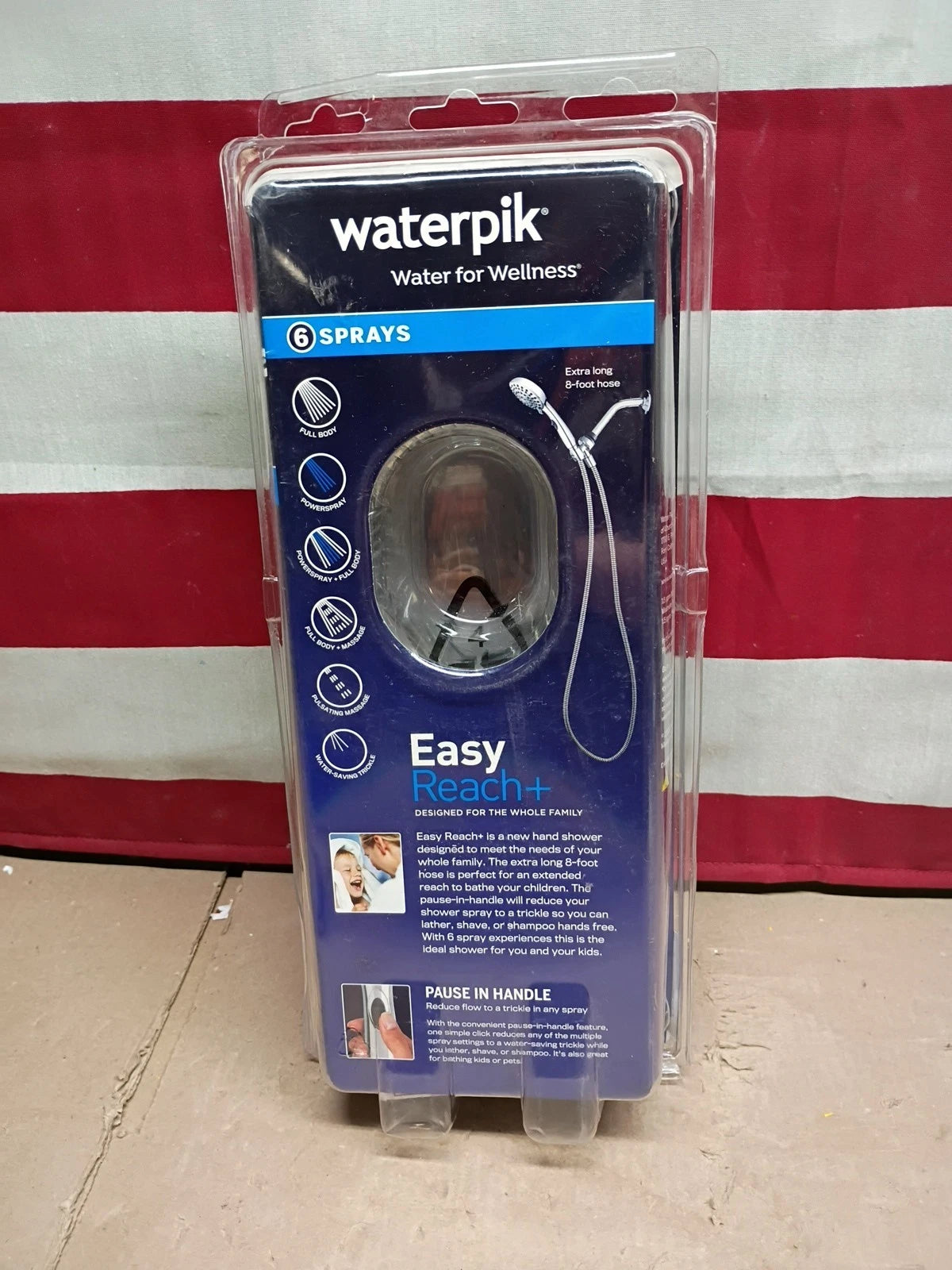 Waterpik 6-Spray 4.8 in. Wall Mount Handheld Adjustable Shower Head. Chrome