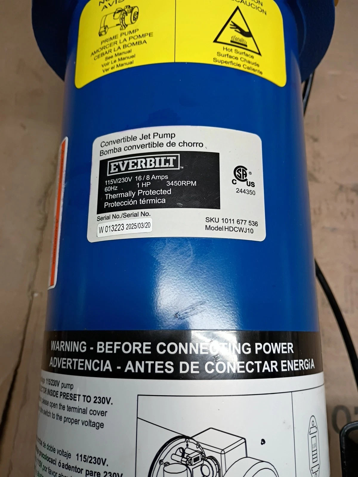 Everbilt 1 HP Professional Convertible Jet Pump. Read Description*PARTS ONLY*