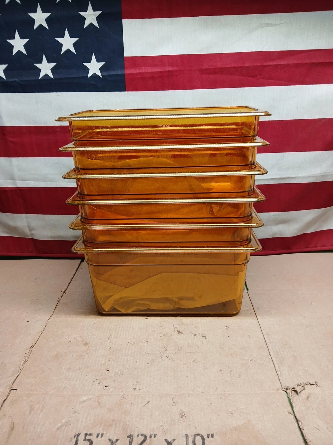 Lot Of 6 StorPlus High Heat Food Pans 1/3 Sz 6" Amber Color