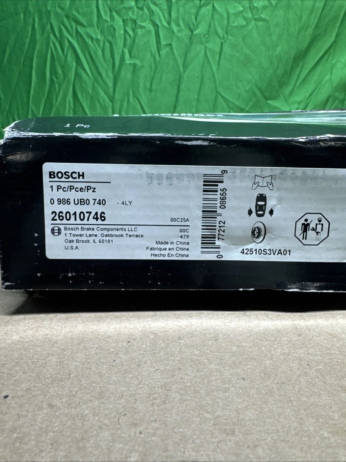 One (1): Disc Brake Rotor Rear Bosch OEM/GENUINE 26010746 0986UB0740 .