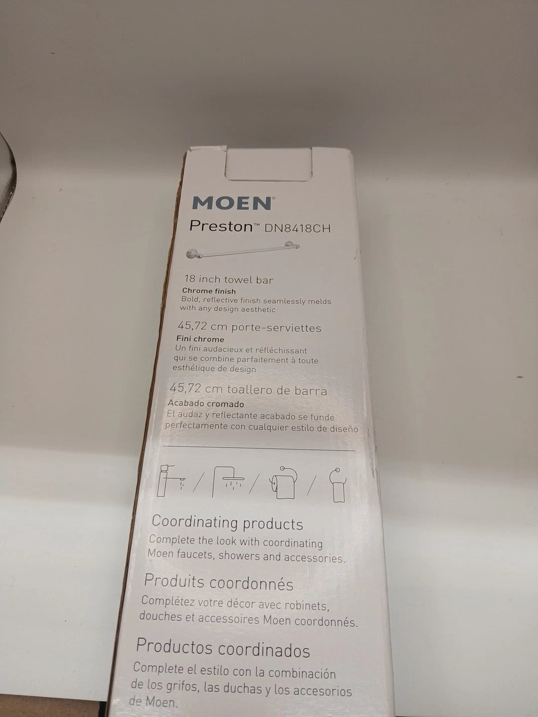 Moen Preston 18" Towel Bar Chrome DN8418CH Bathroom Wall Mounted Holder Hanger