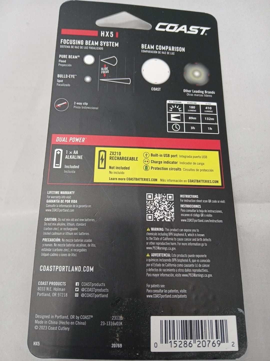 Coast HX5 Pure Beam Focusing LED Flashlight