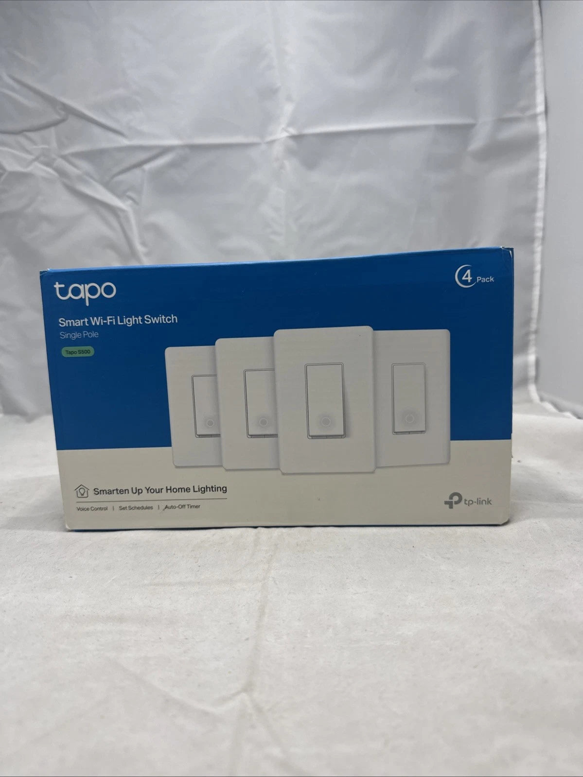 4 Pk TP-Link Tapo Smart Light Switch, Single Pole, Neutral Wire Req, 2.4GHz W...