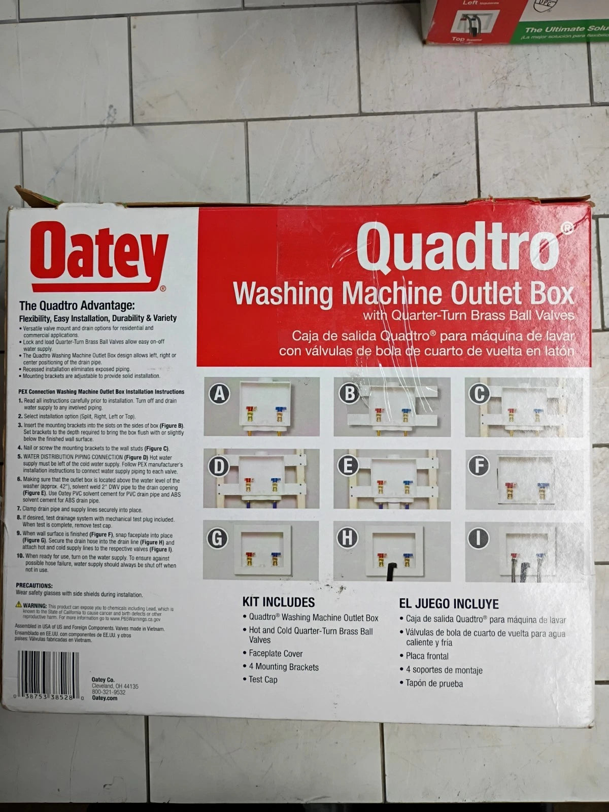 2 Pack Oatey Quadtro 38528 Washing Machine Outlet Box 1/4" Turn x 2" Hub OB