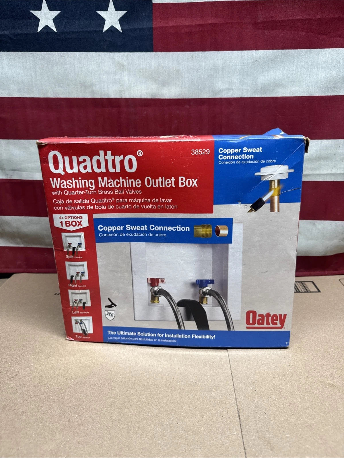 Oatey 38529 Washing Machine Center Drain Outlet Box With Valves NOB |