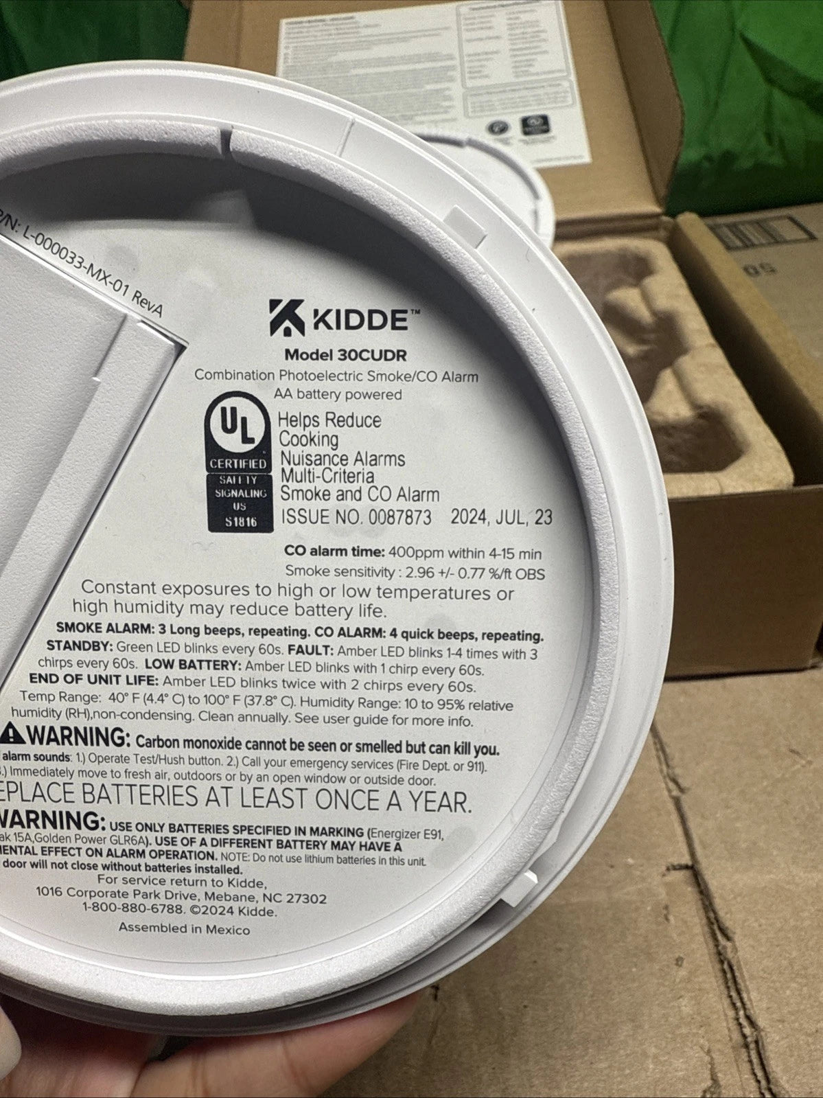 Kidde Detect 30CUDR / 21032830 Combination Smoke & Carbon Monoxide Alarm, White