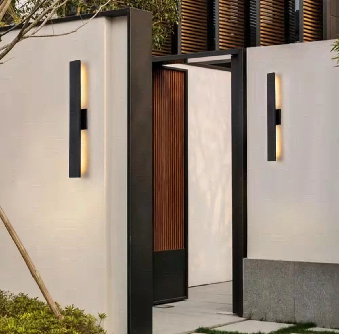 32 in. H 2-Light Matte Black Aluminum Hardwired LED Outdoor Wall Lantern Sconce