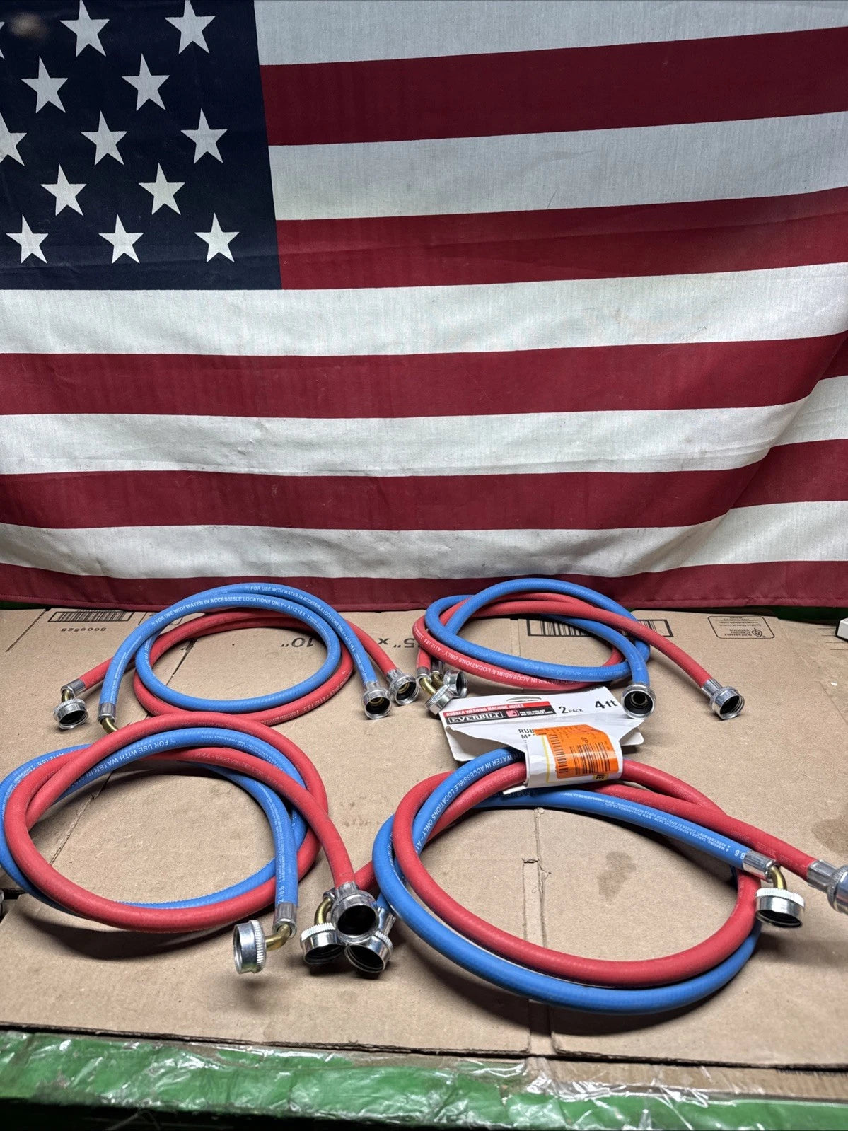 4PK Everbilt 1004 061 203 Rubber Washing Machine Hoses 4ft 3/4" FHT x 3/4" FHT,
