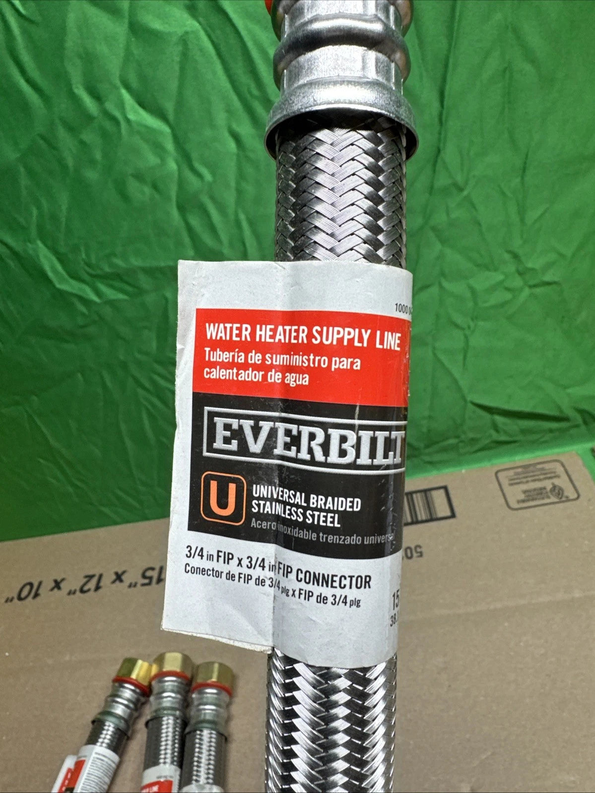LOT OF 4 EVERBILT 15” Water Heater Supply Line Hose 3/4" X 3/4” FIP Connector