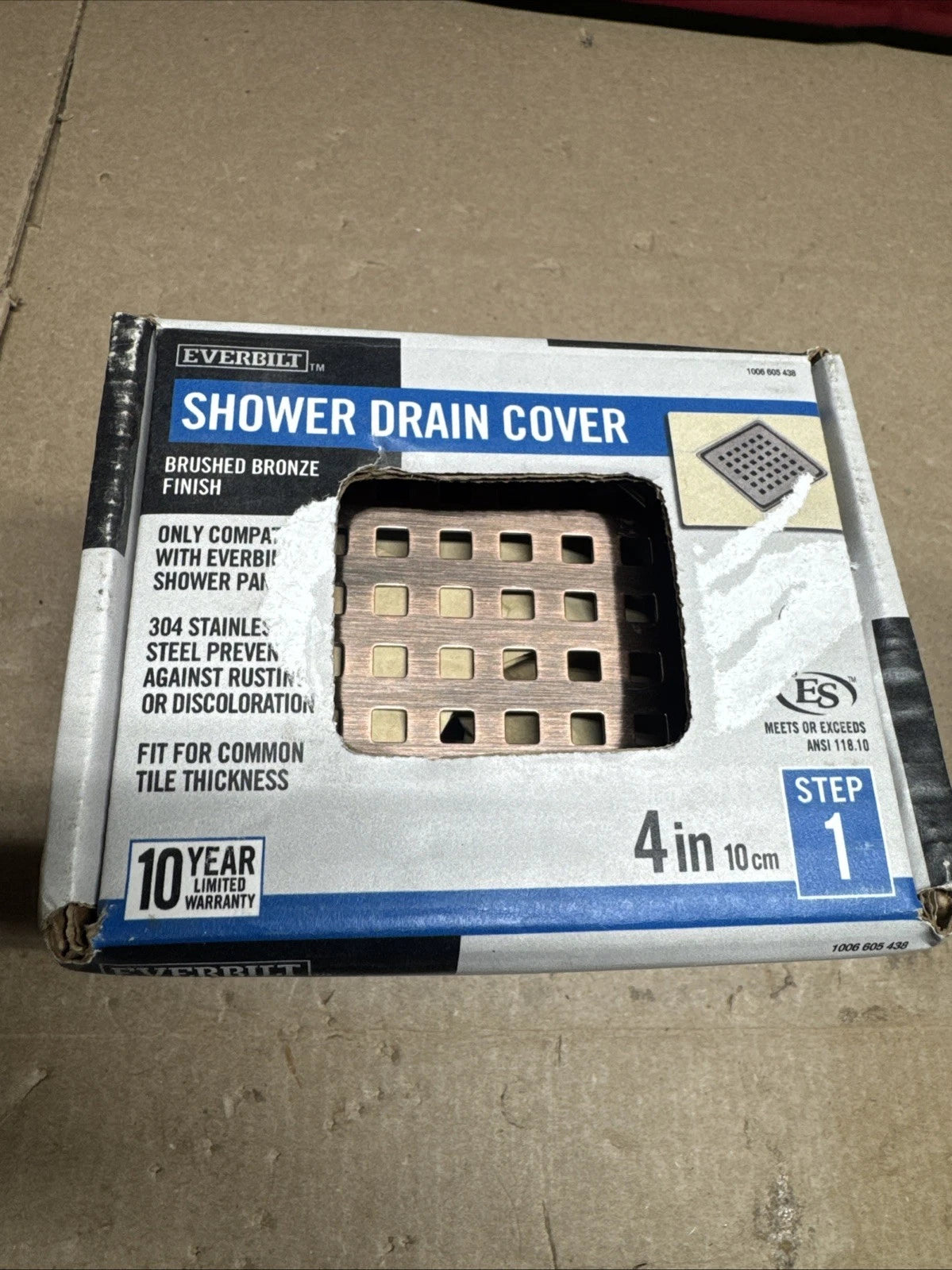 Everbilt Watershield Shower System 4 in. Bronze Square Grid Drain Grate