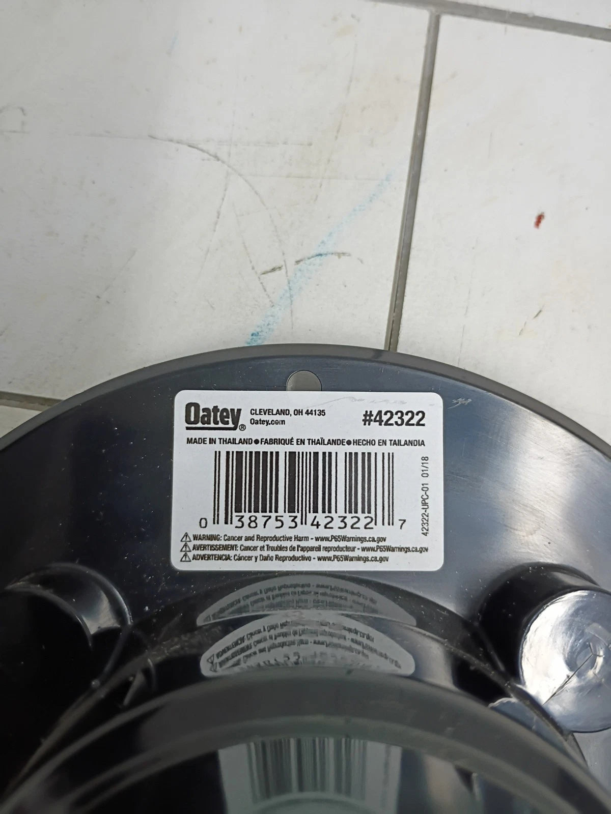 Oatey Round Black Shower Drain with 4-3/16 in. Square Screw-In Open Box