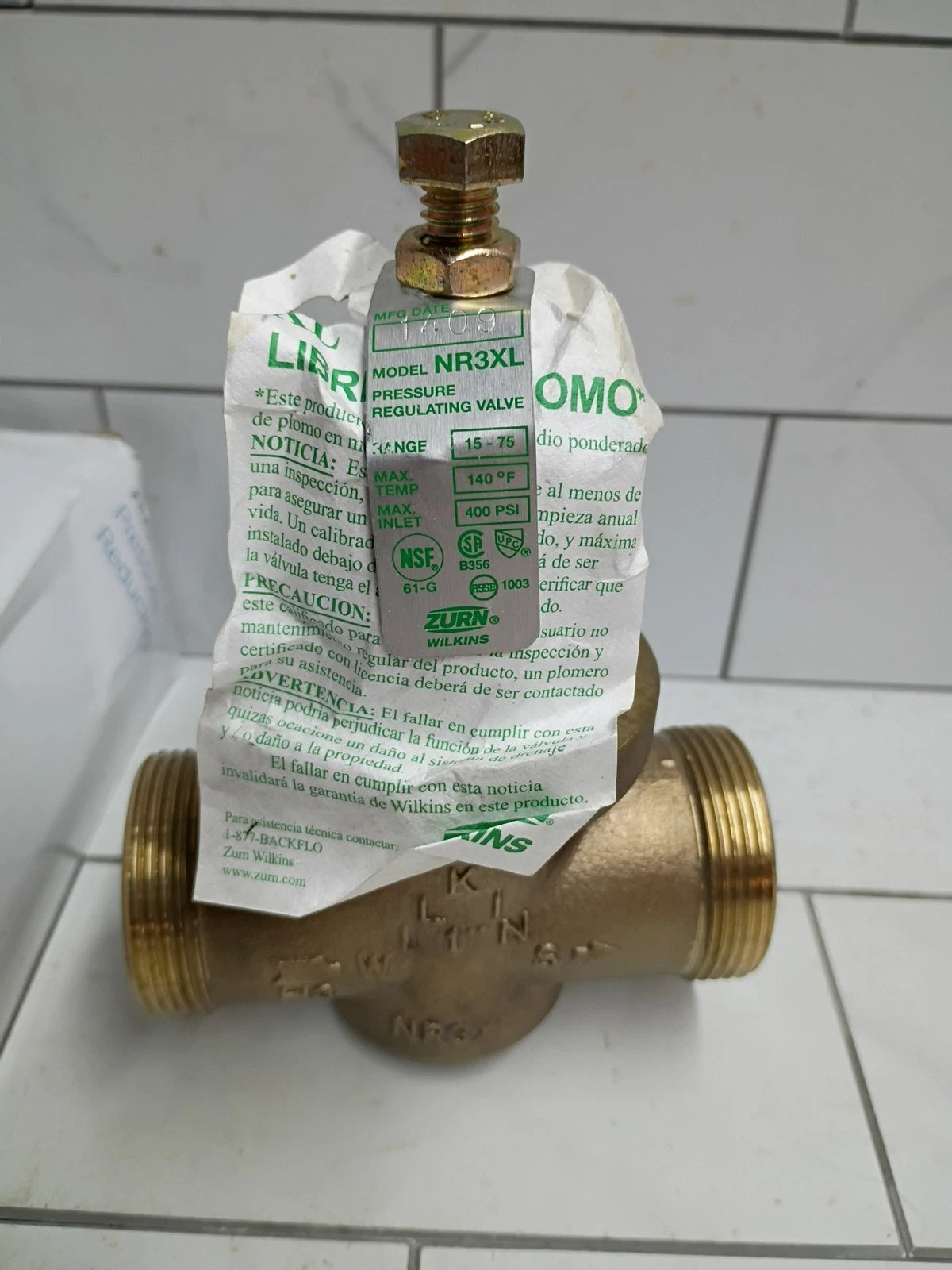 Zurn Wilkins NR3XL 1" Pressure Reducing Valve PRV Single Union, Open Box