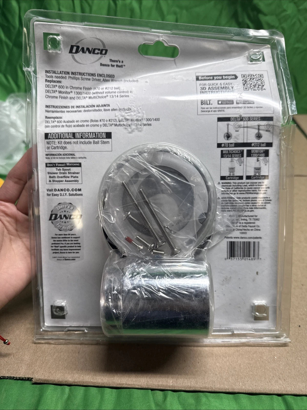 Danco 10003 2-Handle Tub/Shower Trim Kit for Delta Tub Shower Faucets Chrome B
