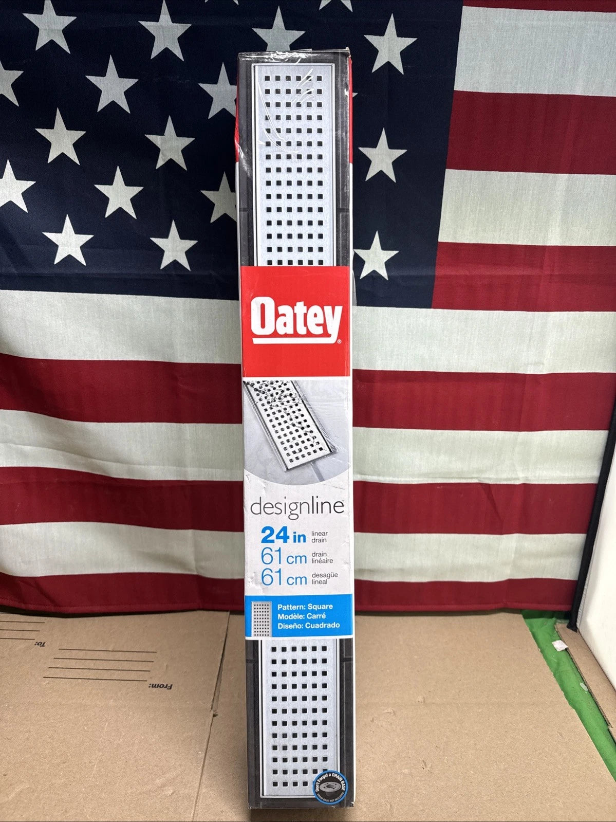 Oatey Designline 24 in. Stainless Steel Linear Shower Drain with. Square Pattern