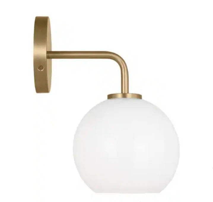 Orley 6.25 in. 1-Light Satin Brass Bathroom Vanity Light Clear Glass Shade OB