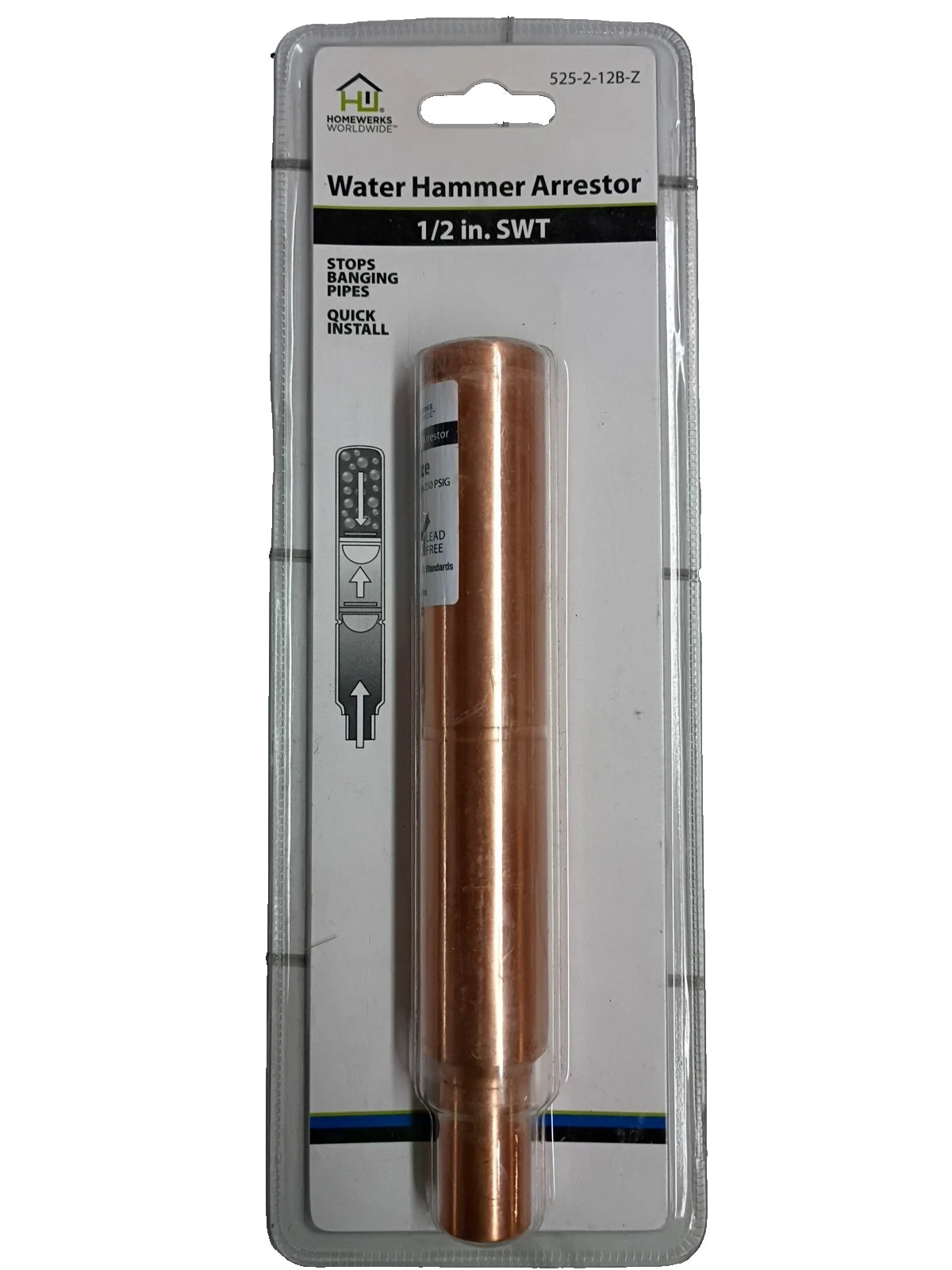 5pk HOMEWERKS 1/2 in. SWT Lead Free Copper Straight Water Hammer Arrestor (NEW)