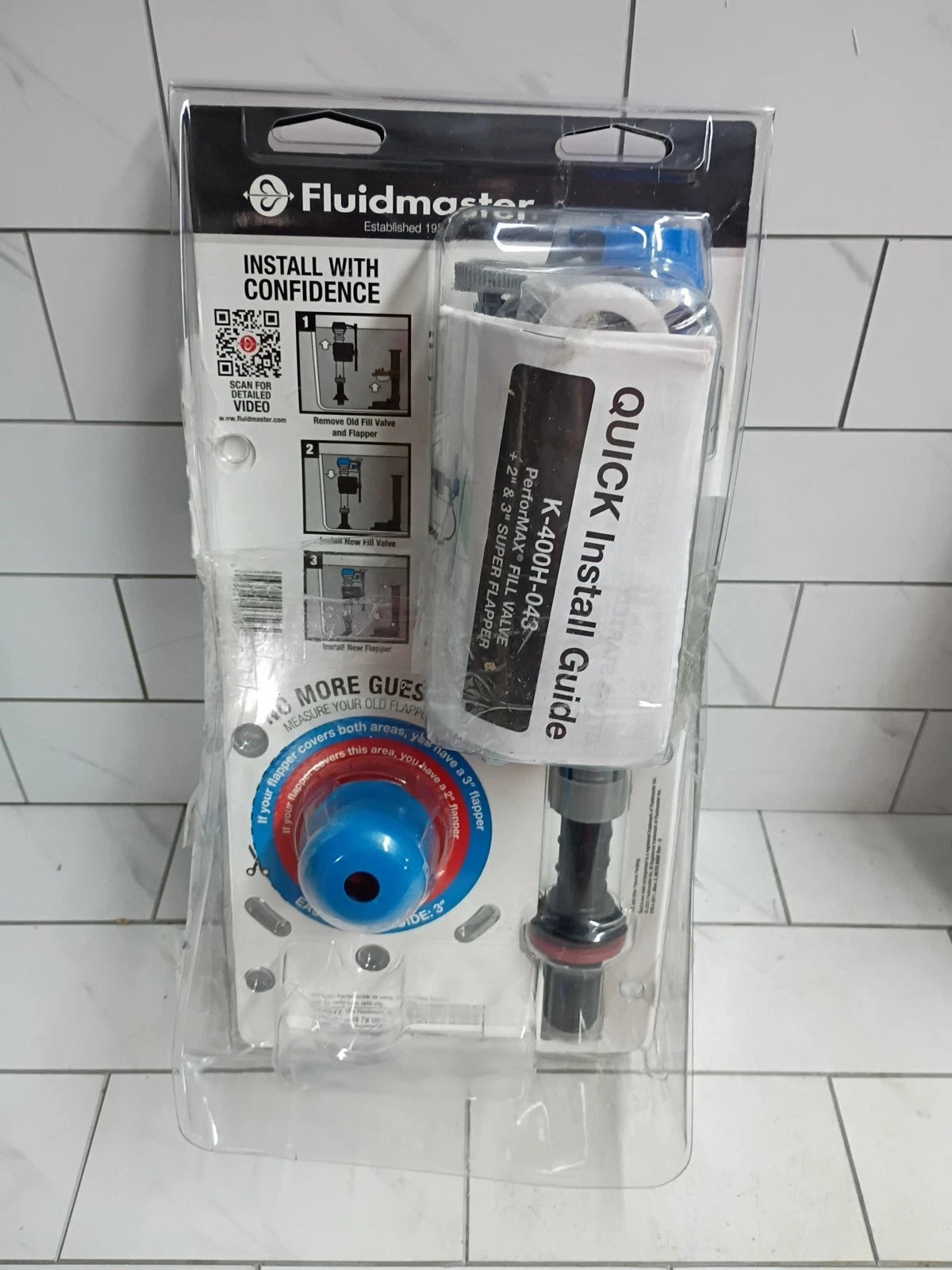 6pck K-400H-043 Fluidmaster Fill Valve + 2” & 3” Super Flapper Kit OPEN BOX