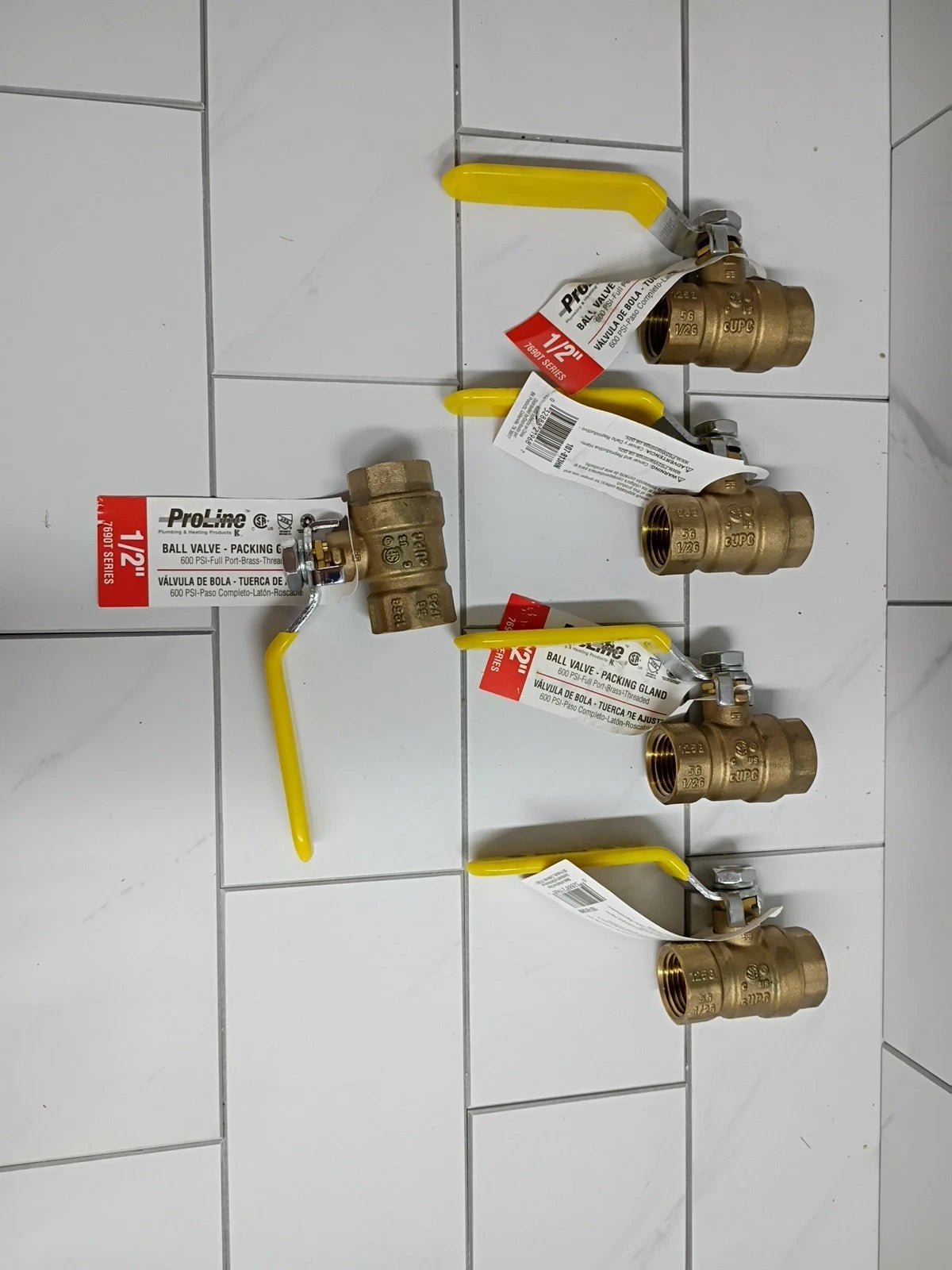 5pk ProLine 107-813J 1/2" Brass FPT Full Port Ball Valve Lead Free 600 PSI