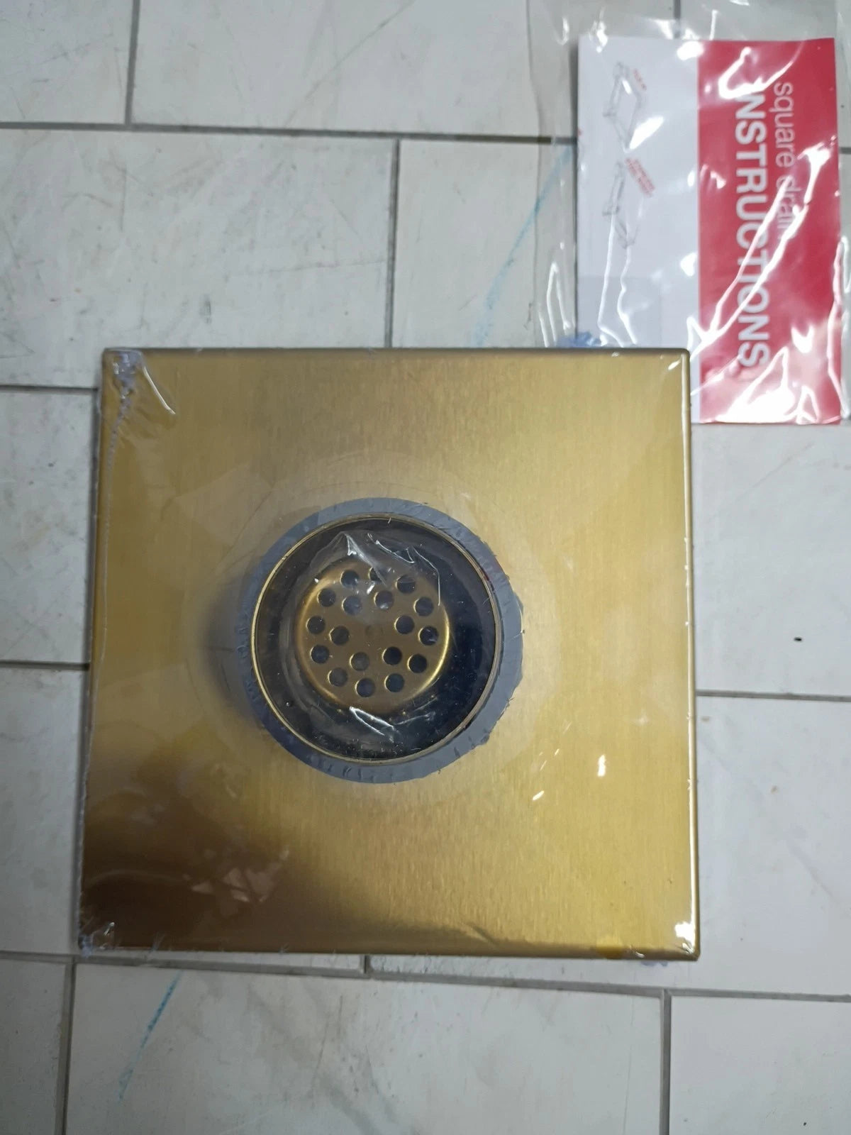 Oatey 6 in. x 6 in. Square Drain Shower Grate in Brushed Gold Square New OB