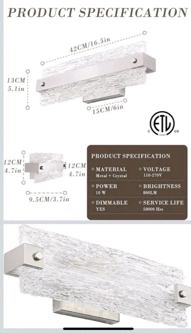 Osimir Brushed Nickel LED Bathroom Vanity Light, 24.4 Inch 15W Modern Open Box