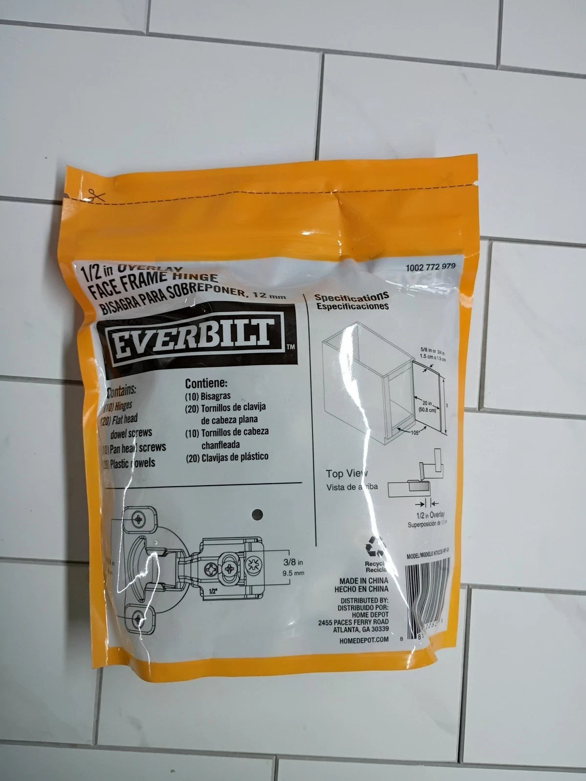 3pk Of 10 Everbilt 12252 Face Frames 35mm 105-Degree 1/2" Over Lay New (Sealed)