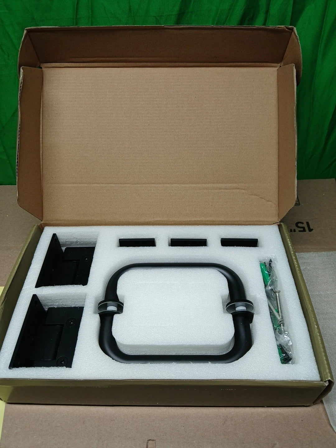 Glass Warehouse 78 in. Wall Hinged Hardware Pack in Matte Black with Handle