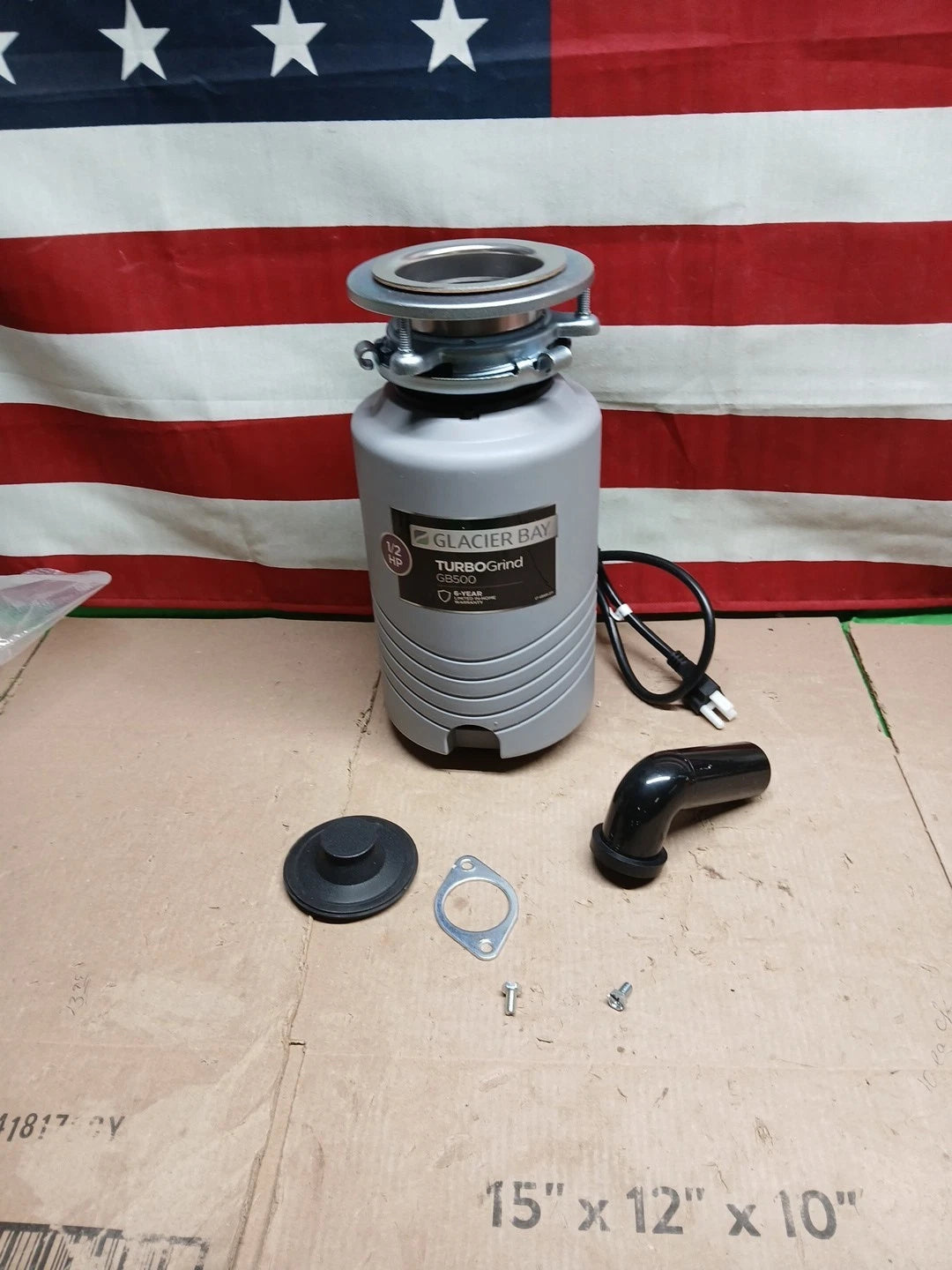 Glacier Bay GB500 Turbo Grind 1/2hp Garbage Disposal Continuous Feed Open Box