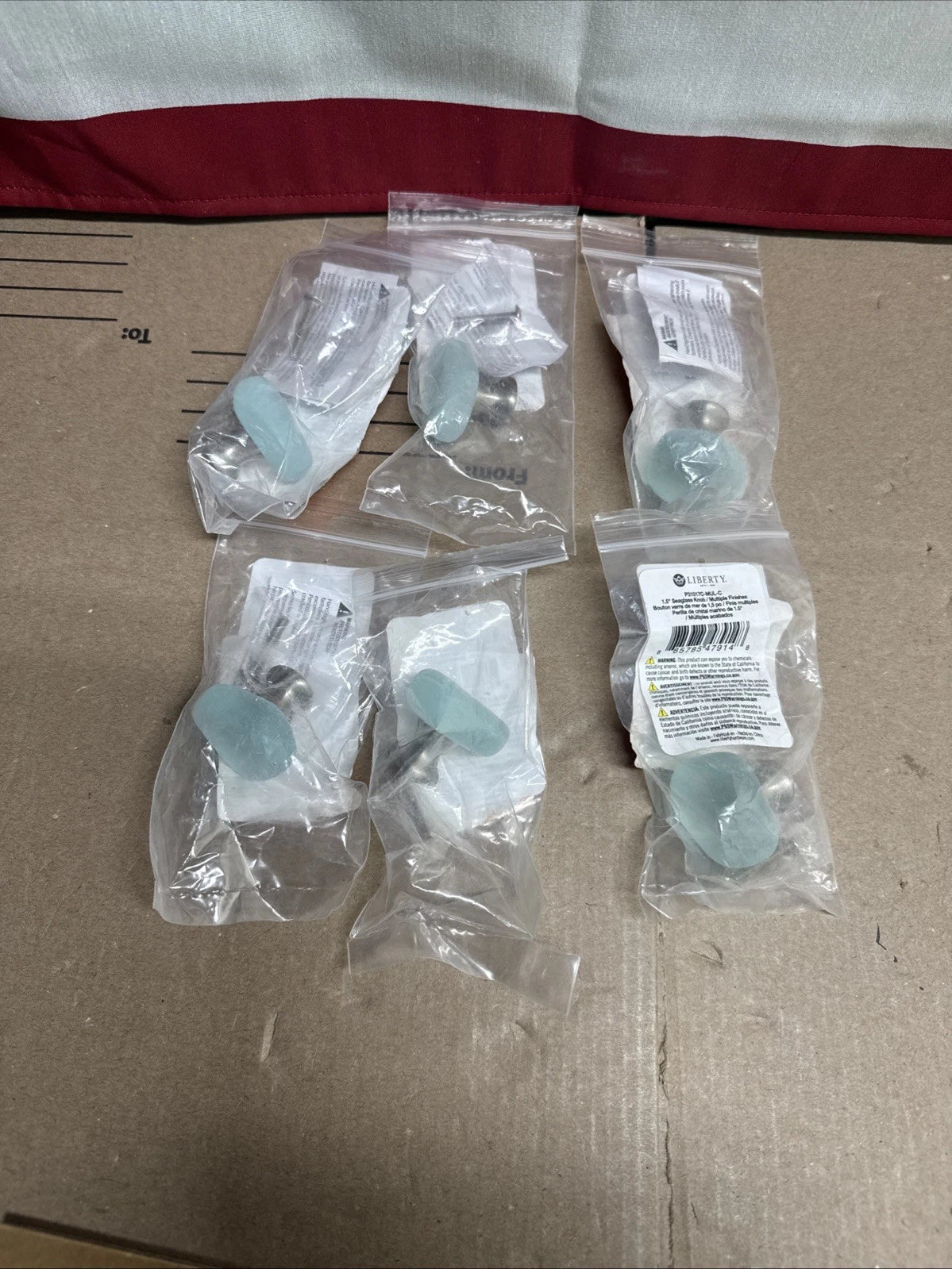 6pck Seaglass 1-13/16 In. (47 Mm) Vintage Aqua & Nickel Round Cabinet Knob NEW