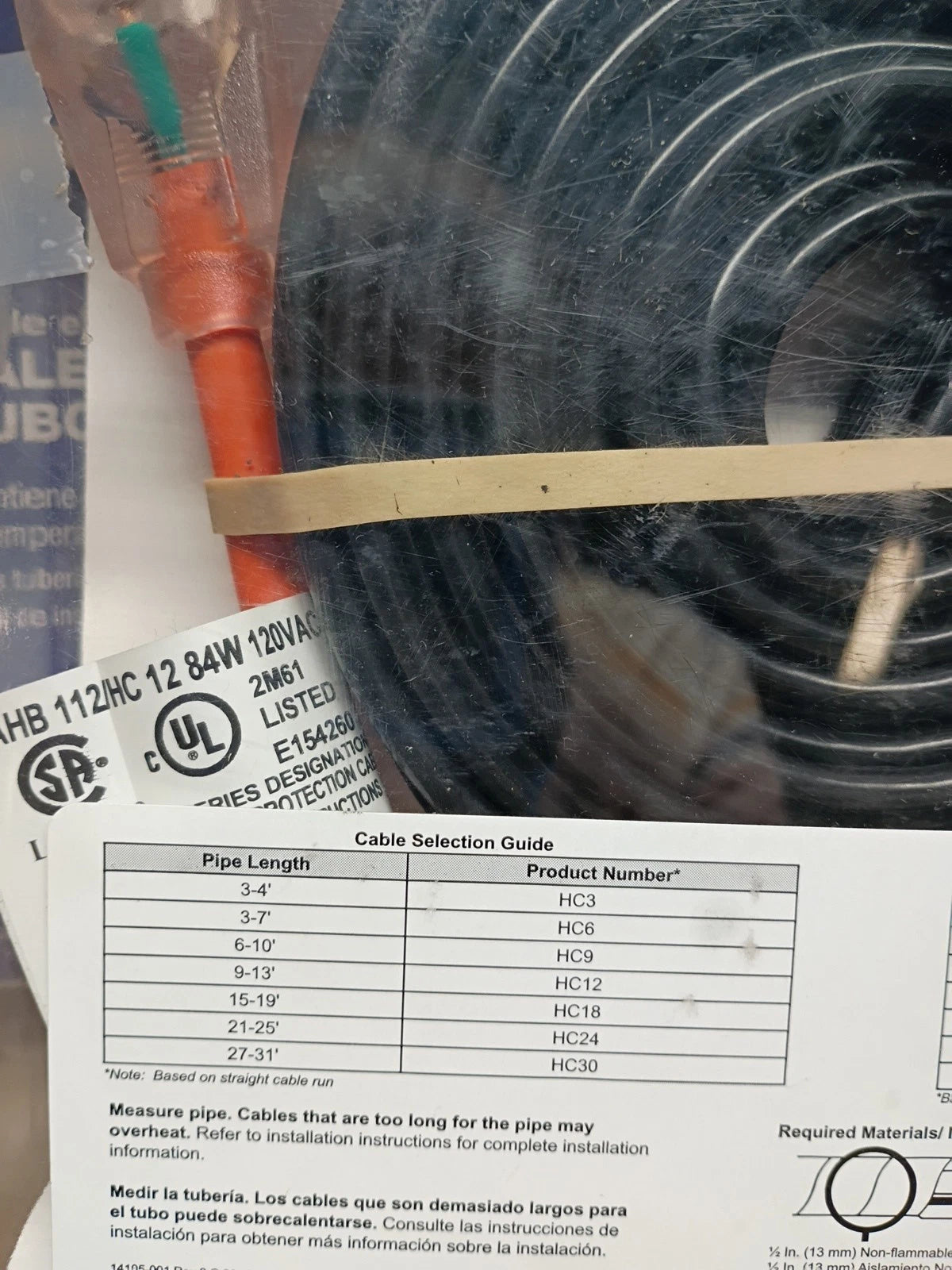 3pck 9-13 Feet Frost King Electric Water Pipe Heat Cable HC30 NEW OB.