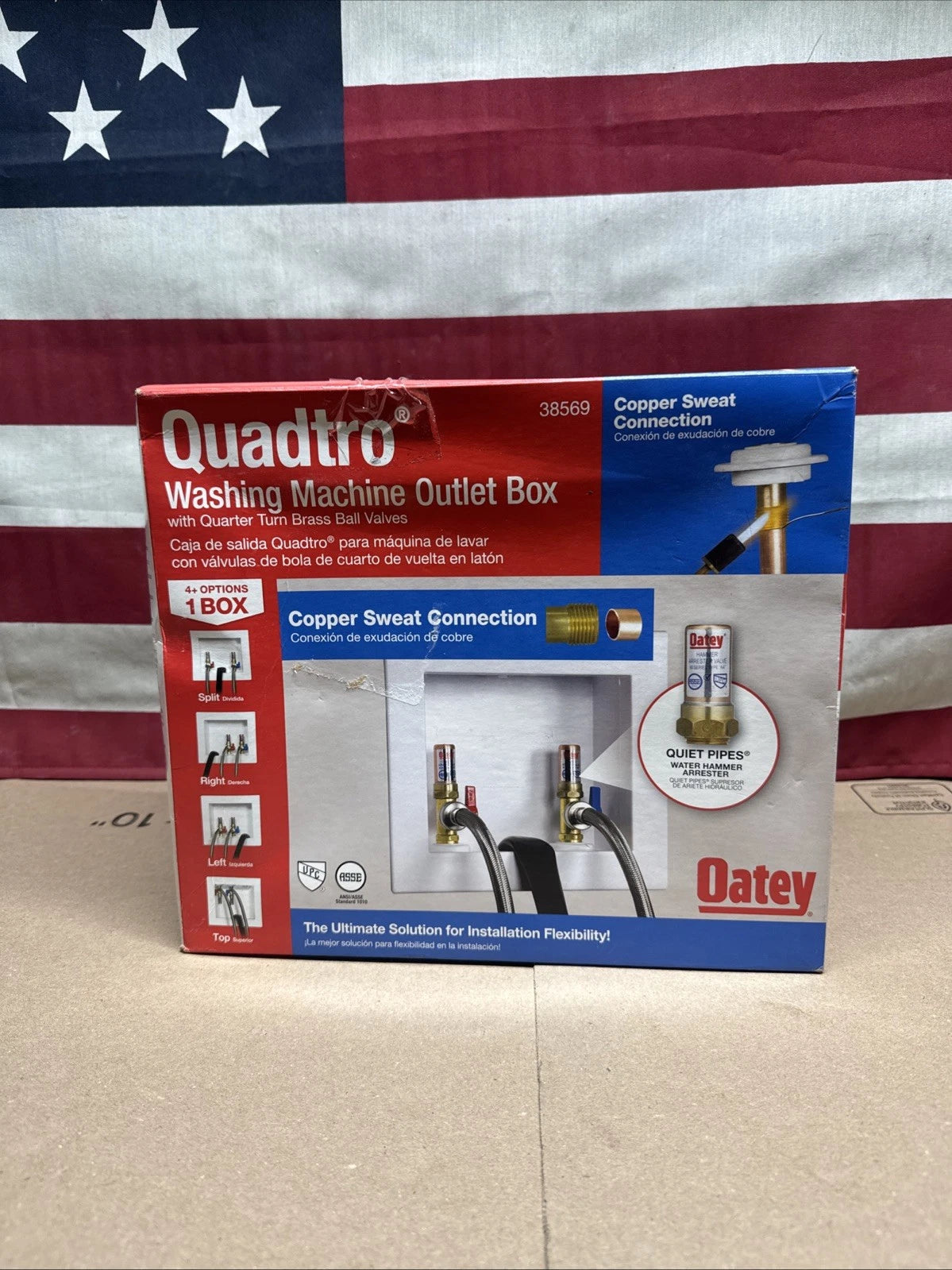 Oatey 38529 Washing Machine Center Drain Outlet Box With Valves NOB _