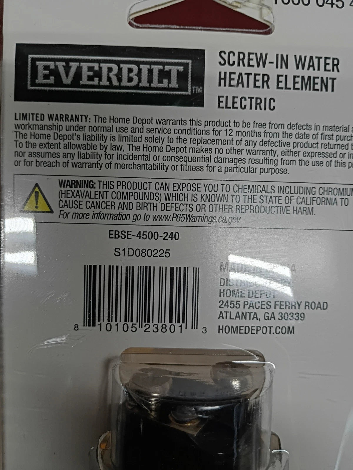 9-Pack Everbilt EBSE-4500-240 HWD Water Heater Element 4500W 240V, Open Box,