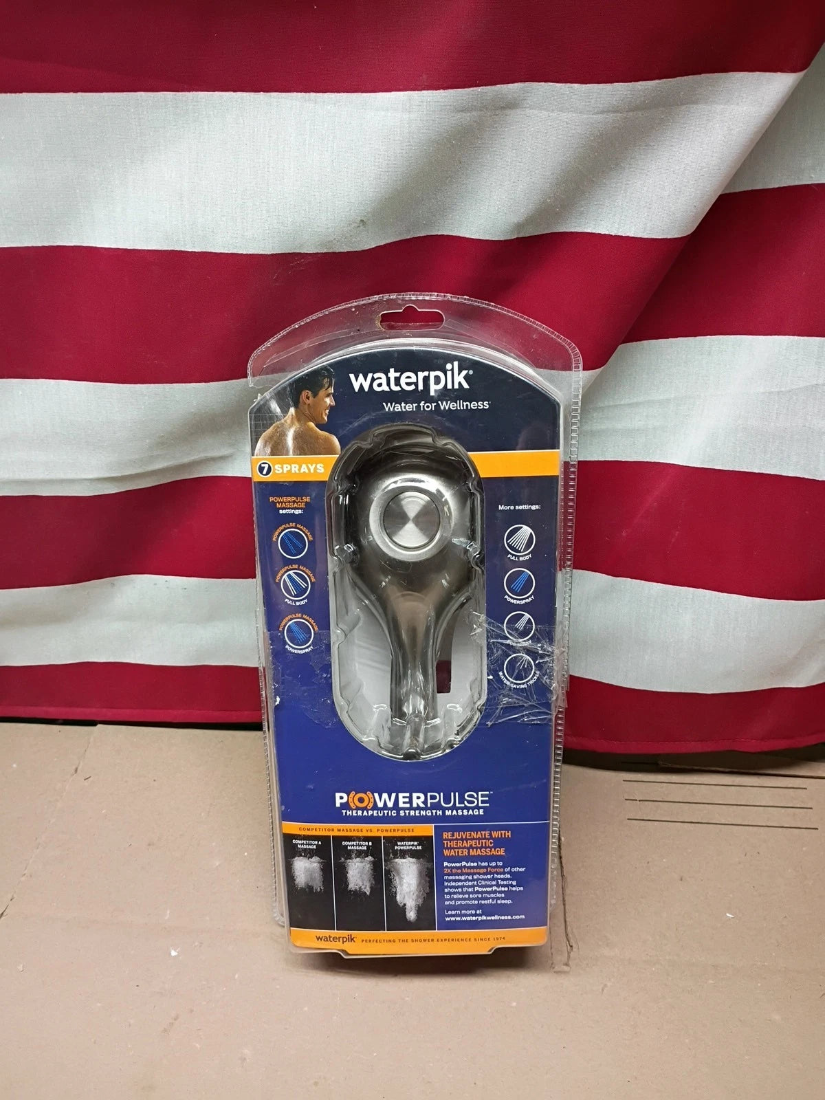 Waterpik PowerPulse Massage Hand Held Shower Head Brushed Nickel 7 Settings
