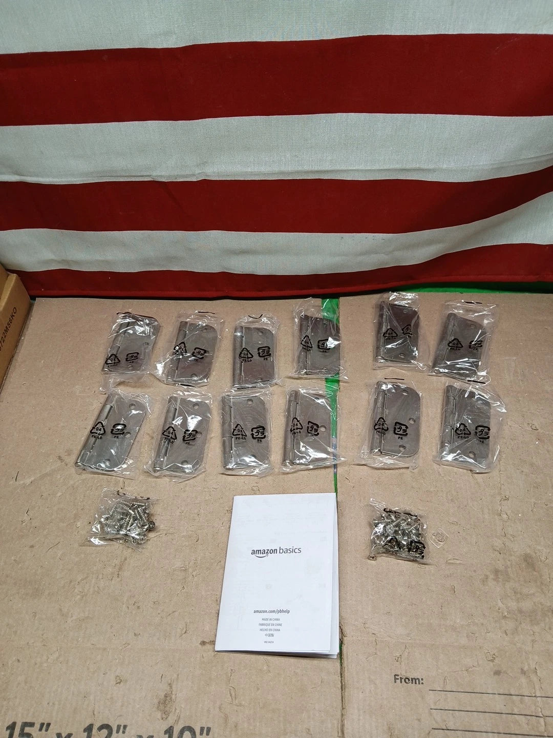 12 Pk Rounded 3.5 Inch x 3.5 Inch Door Hinges W/Screw Satin Nickel Amazon Basics