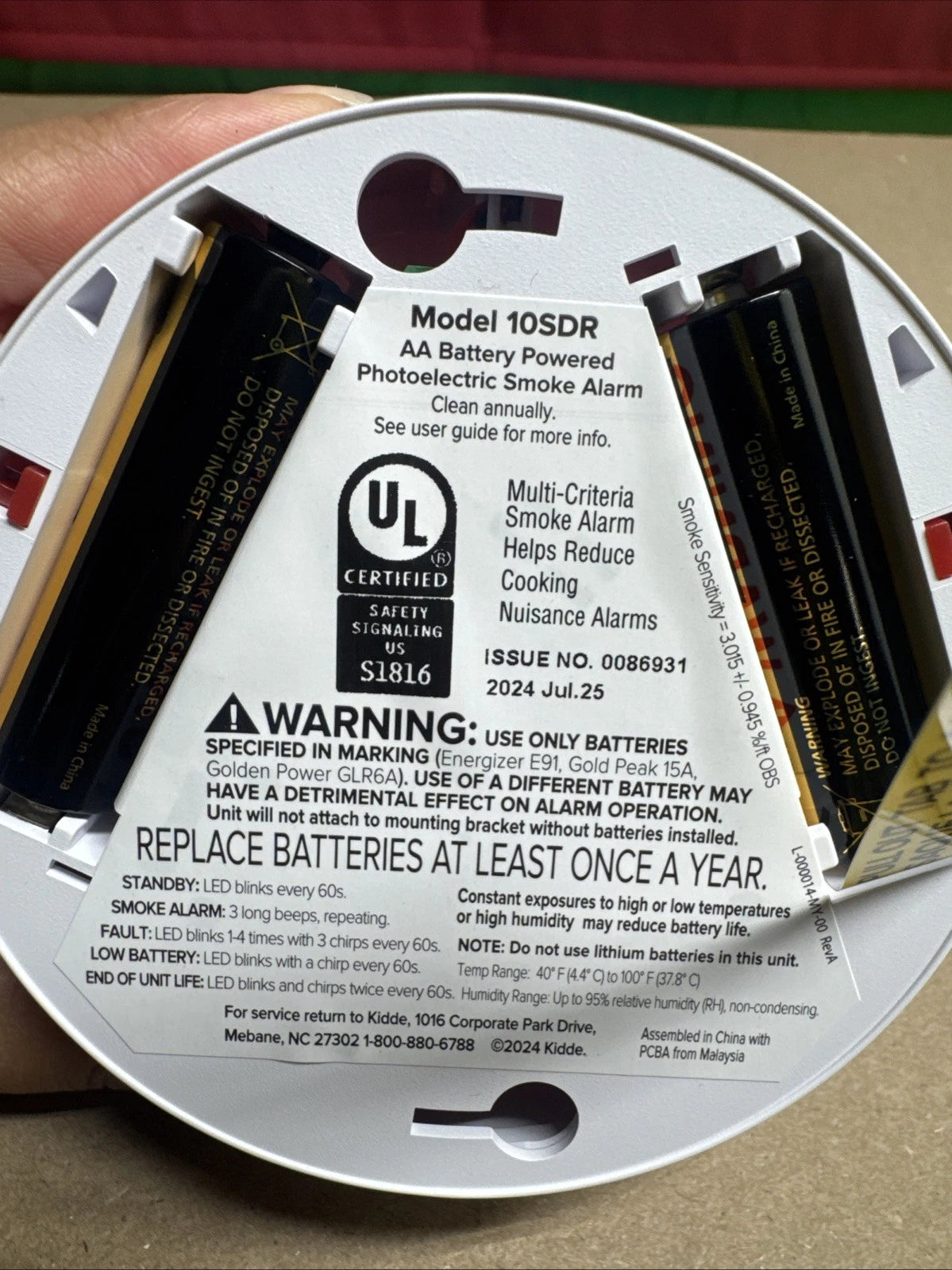 Kidde 10SRD Compact 4" Battery Powered Smoke Detector w/ Photoelectric Sensor