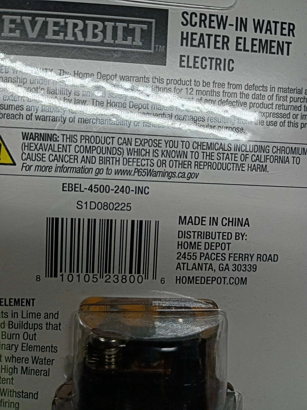 5pk Everbilt 4500W-240v Fold-Back Screw-In Alloy Water Heater Element Stainless